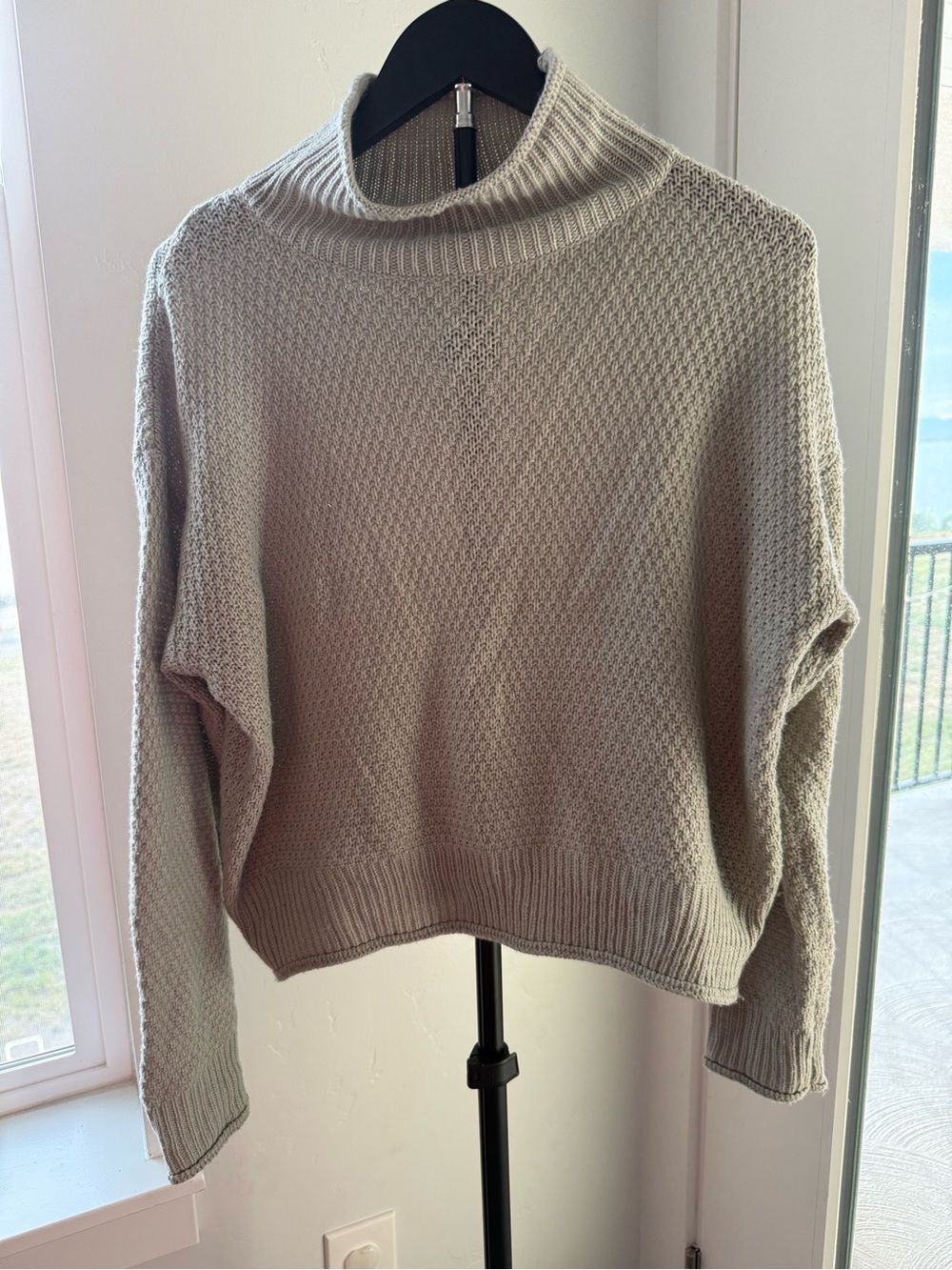 Cozy Casual Cream Textured Mock Neck Sweater